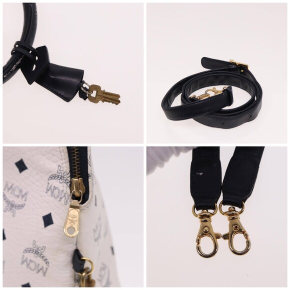 MCM Vicetos Logogram Hand Bag PVC 2way White - Picture 14 of 15